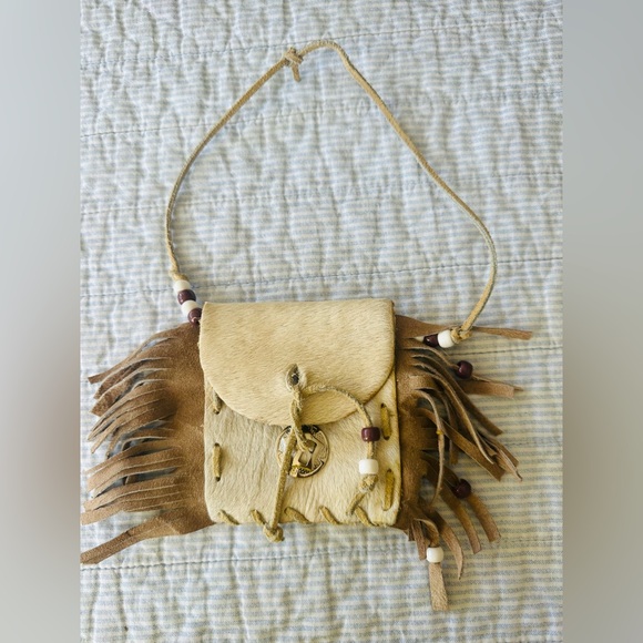 Hand Made Native American Coin Suede Leather Fringed Coin Purse Wallet - Picture 1 of 5